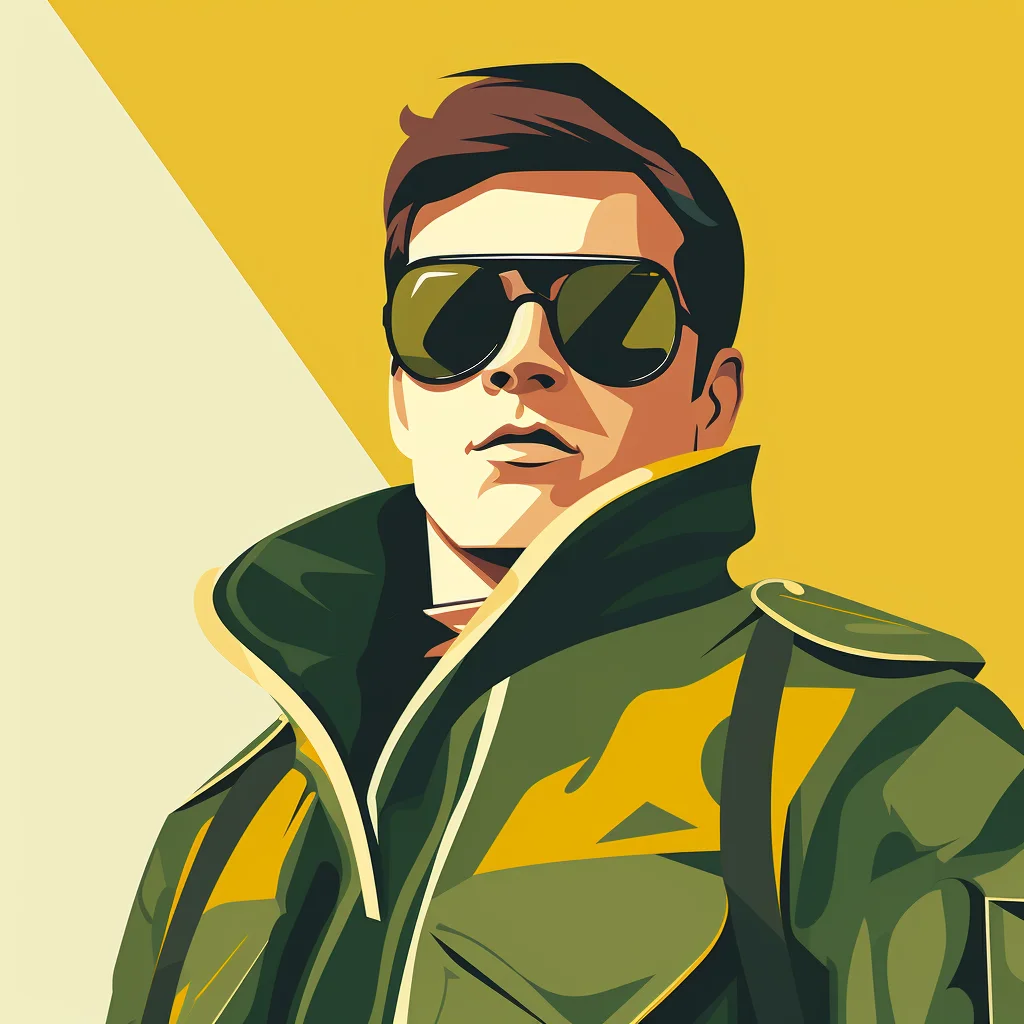sunglass handsome pilot man male minimalistic flat olive illustration vector
