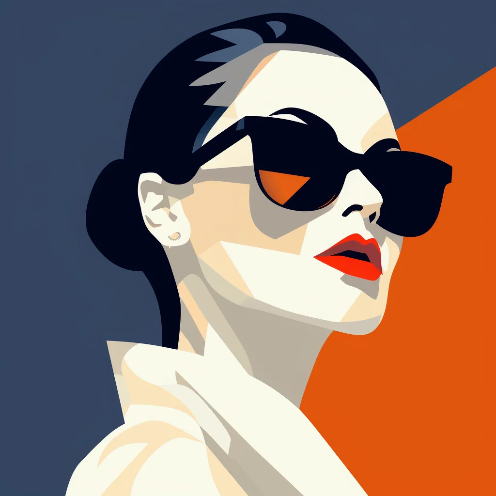 sunglass woman lady minimalistic flat illustration blue orange vector socialite