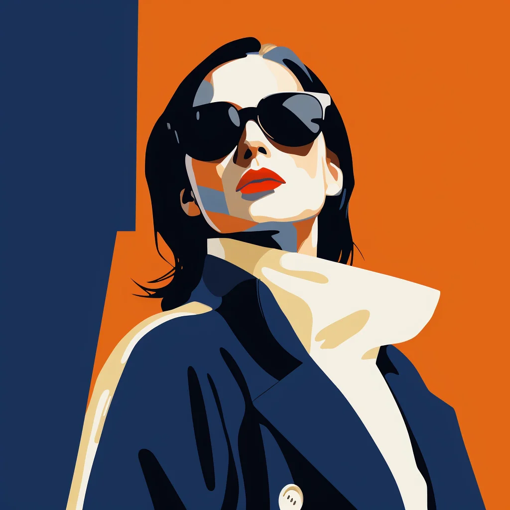sunglass woman lady minimalistic flat illustration blue vector