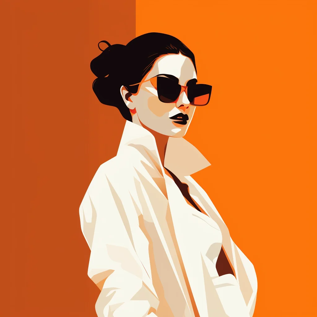 sunglass woman lady minimalistic flat illustration orange vector