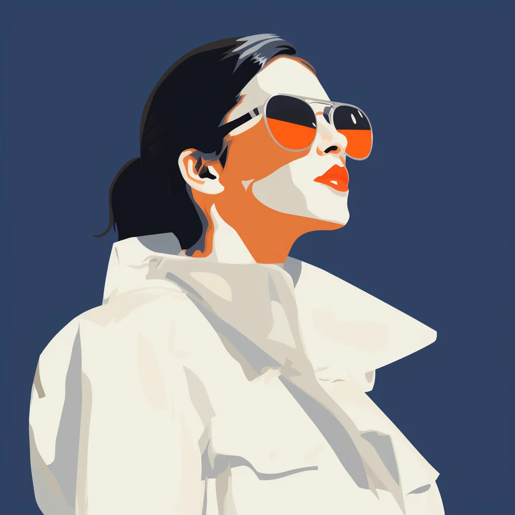 sunglass woman lady minimalistic flat illustration vector blue orange socialite