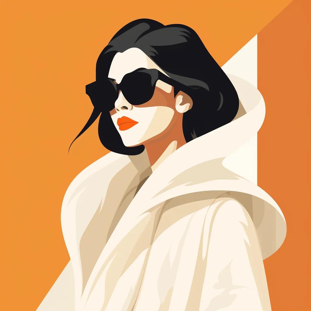 sunglass woman lady minimalistic flat illustration vector orange white