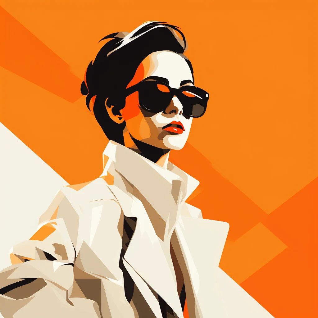 sunglass woman lady minimalistic flat illustration vector orange