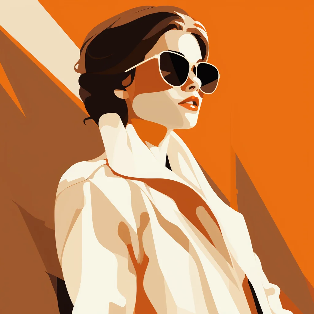 sunglass woman lady minimalistic flat illustration vector white orange