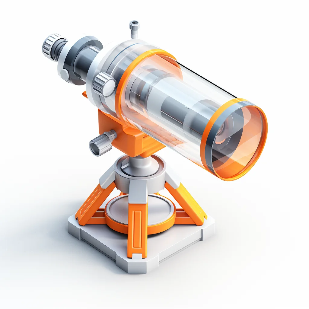 telescope orange isometric industrial design 3D icon
