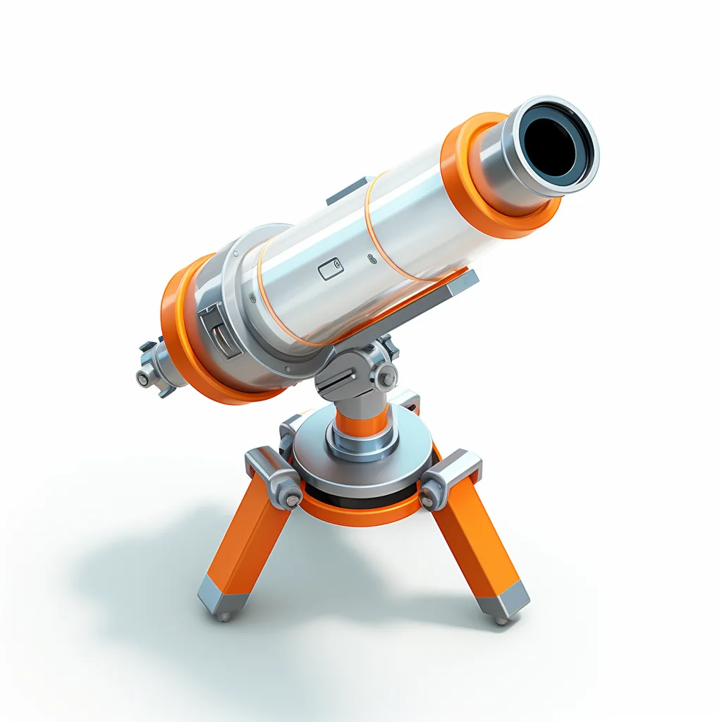 telescope orange isometric material industrial design 3D icon glass