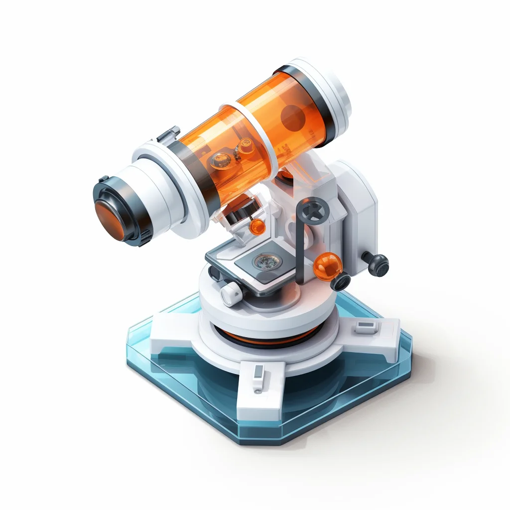 telescope orange isometric material industrial design 3D icon
