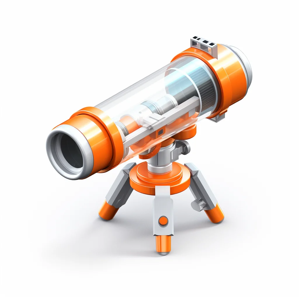telescope orange isometric material industrial design 3D