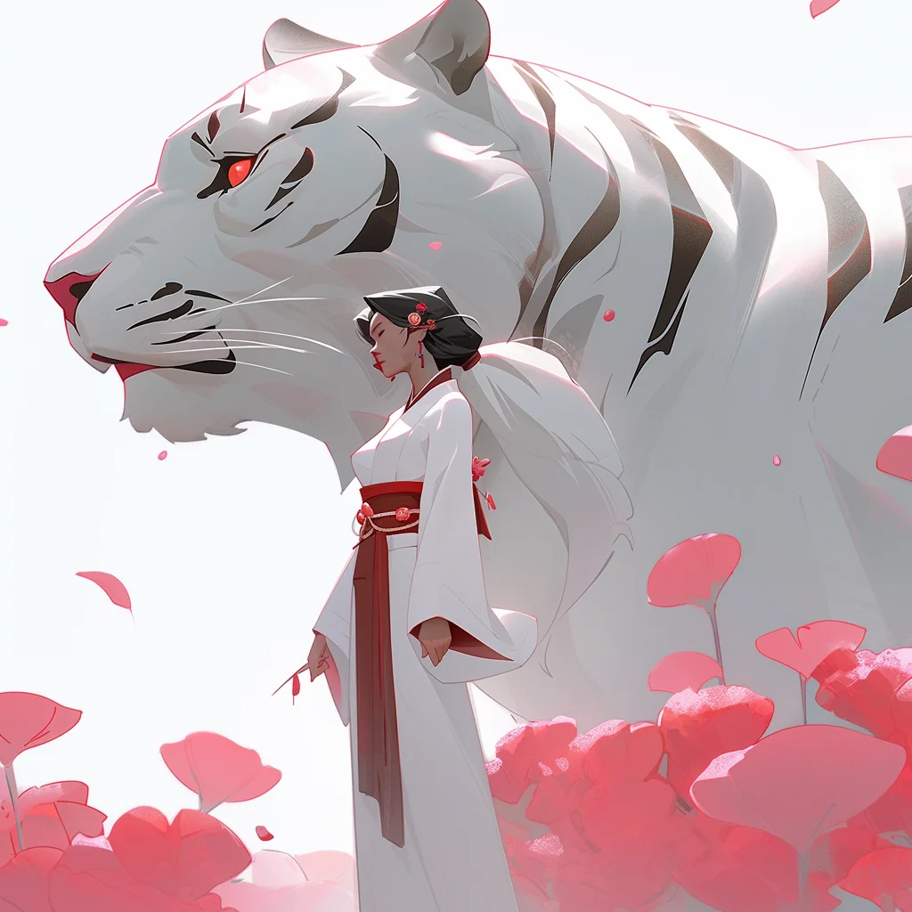 tiger woman lady fairy Japanese 3d cartoon illustration