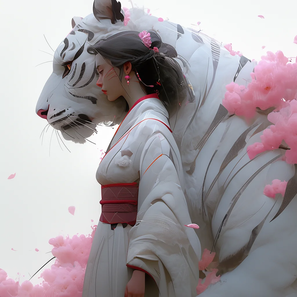 tiger woman lady fairy character Japanese 3d cartoon illustration