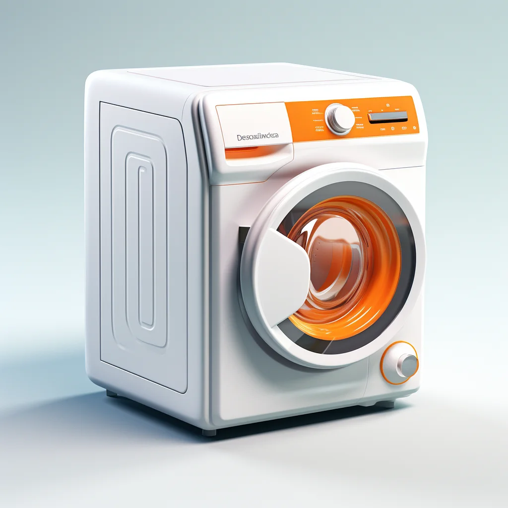 washing laundry machine washer orange isometric industrial design 3D icon