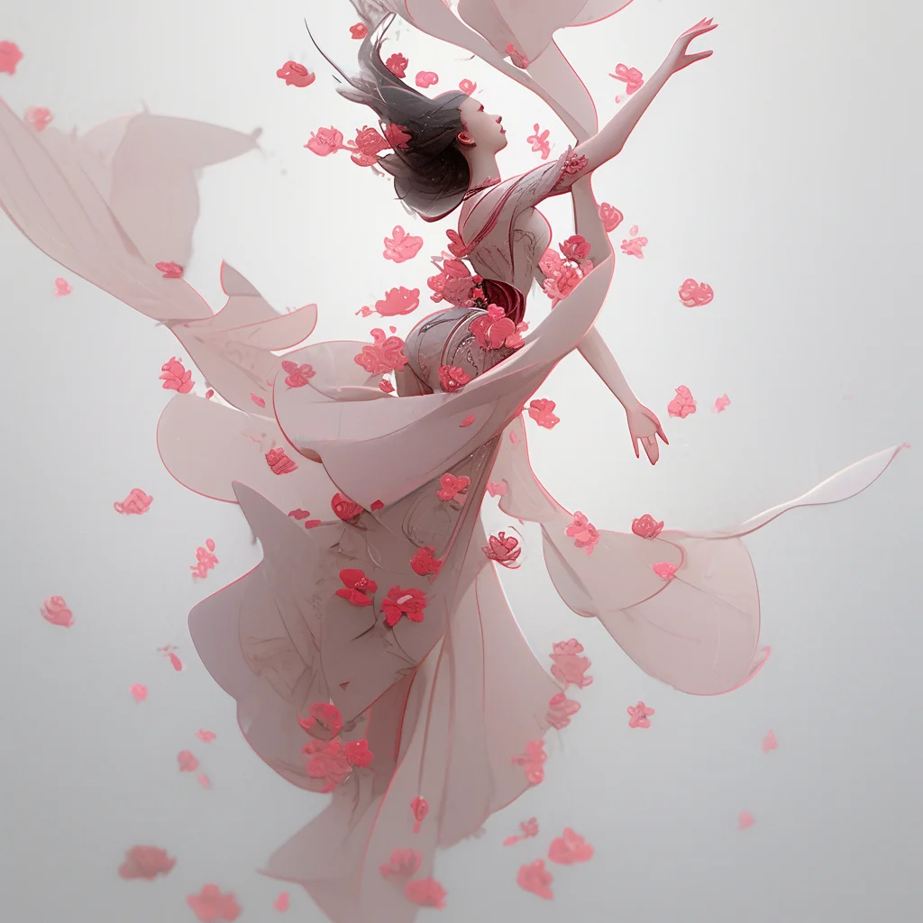 woman fairy lady flower petal Chinese Japanese 3d cartoon illustration
