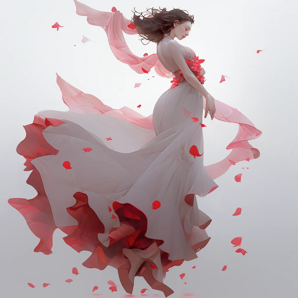 woman fairy lady flower petal Chinese character Japanese 3d cartoon illustration