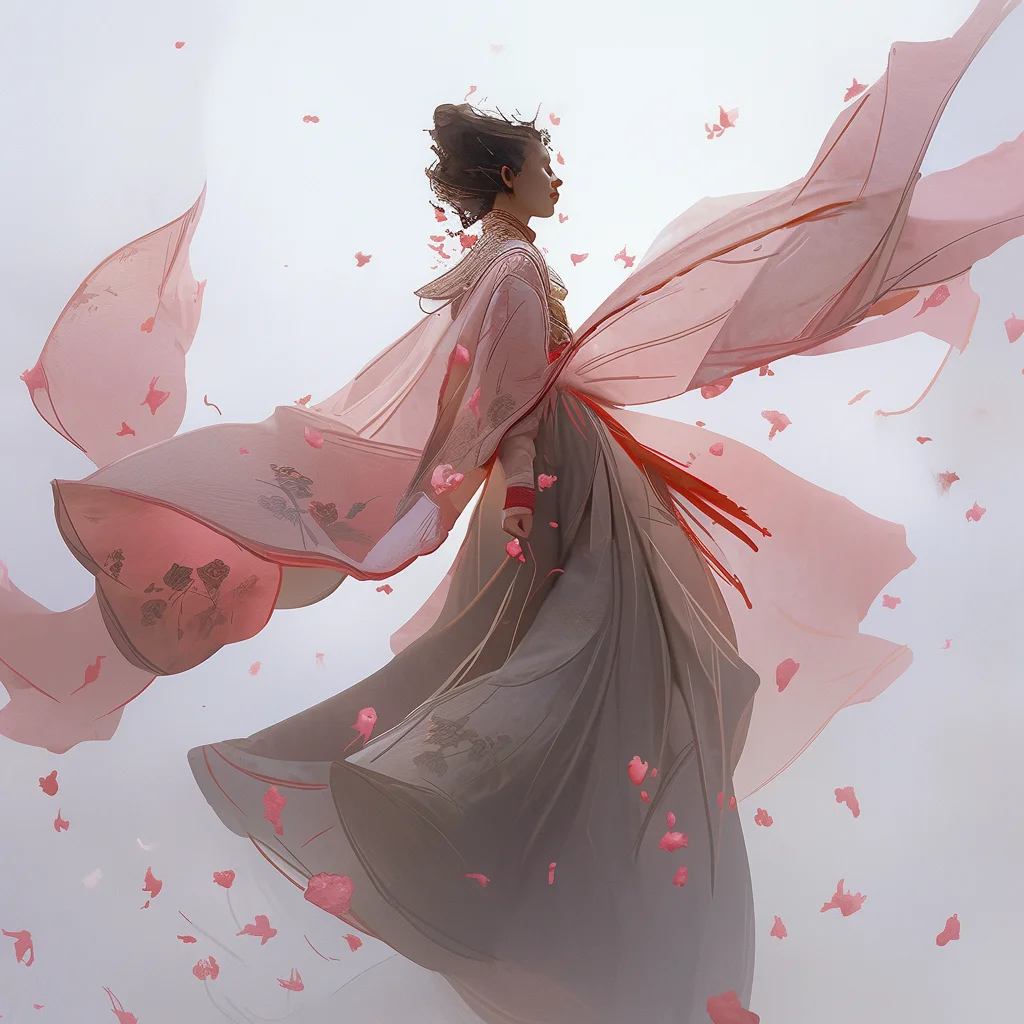 woman fairy lady flower petal character Japanese 3d cartoon illustration