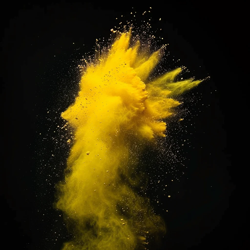 yellow powder burst blast explosion