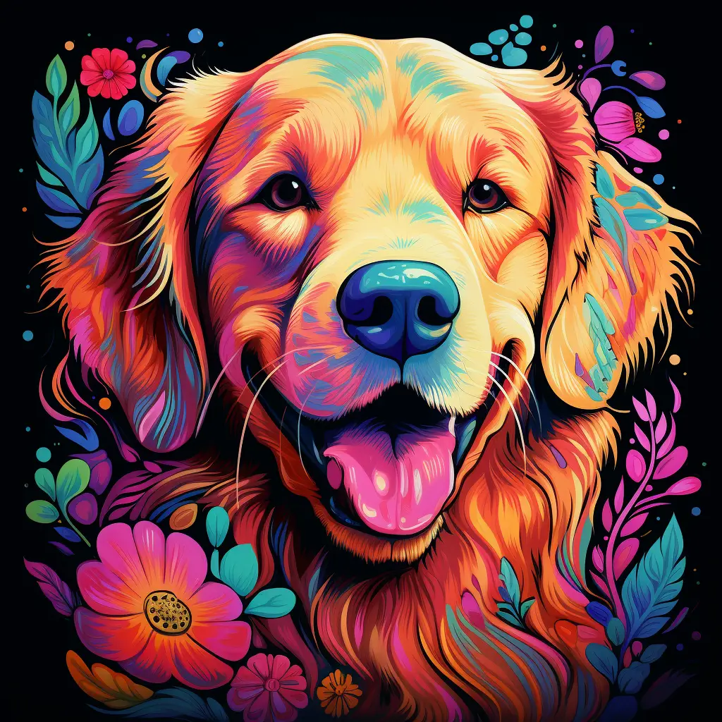 cibotium dog head flower colorful illustration painting