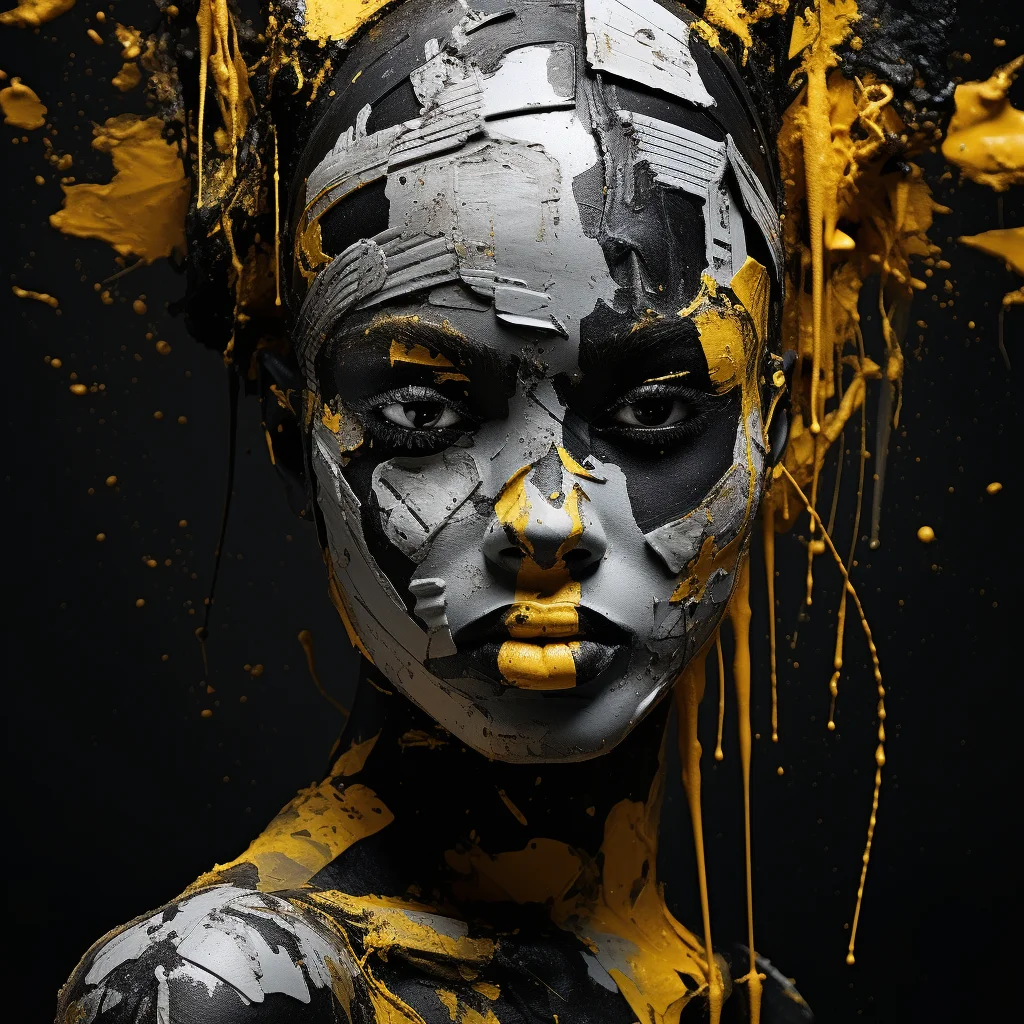 Africa lady head woman face portrait painting oil paint yellow photography