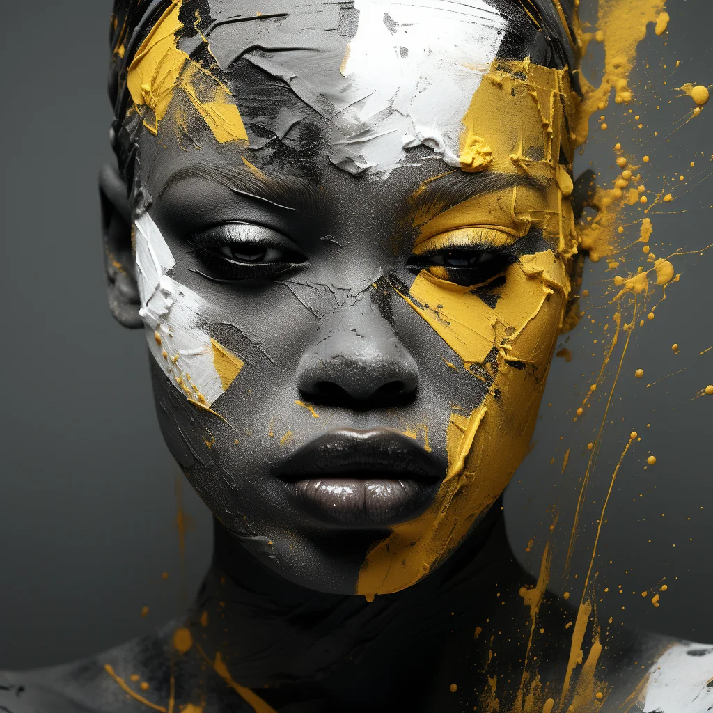 Africa lady head woman face yellow oil paint portrait painting photography
