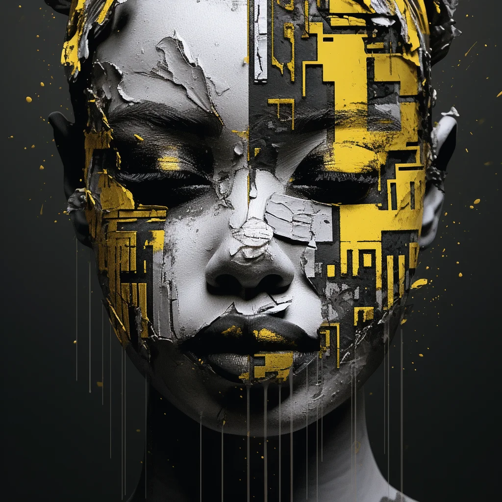 Africa lady head woman yellow oil paint face portrait painting photography