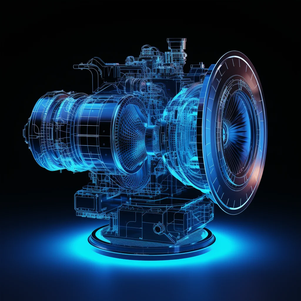 aeromotor aircraft engine wireframe structural isometric digital technology technological perspective
