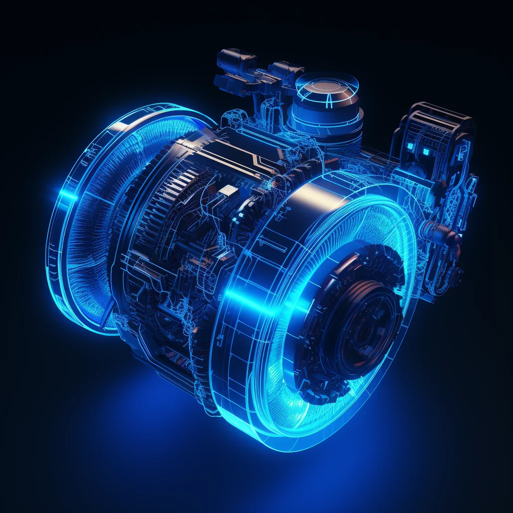 aircraft engine aeromotor wireframe structural isometric digital technological technology perspective