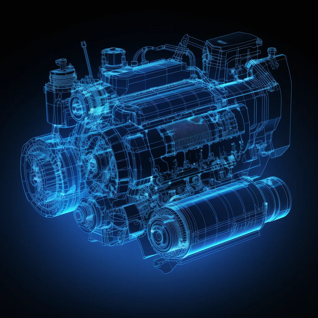 auto automobile engine wireframe structural isometric digital technological technology perspective
