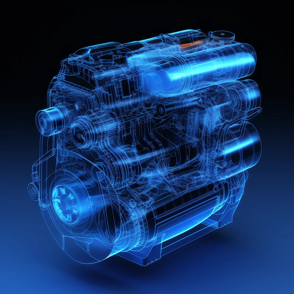 automobile auto engine wireframe structural isometric digital technology technological perspective