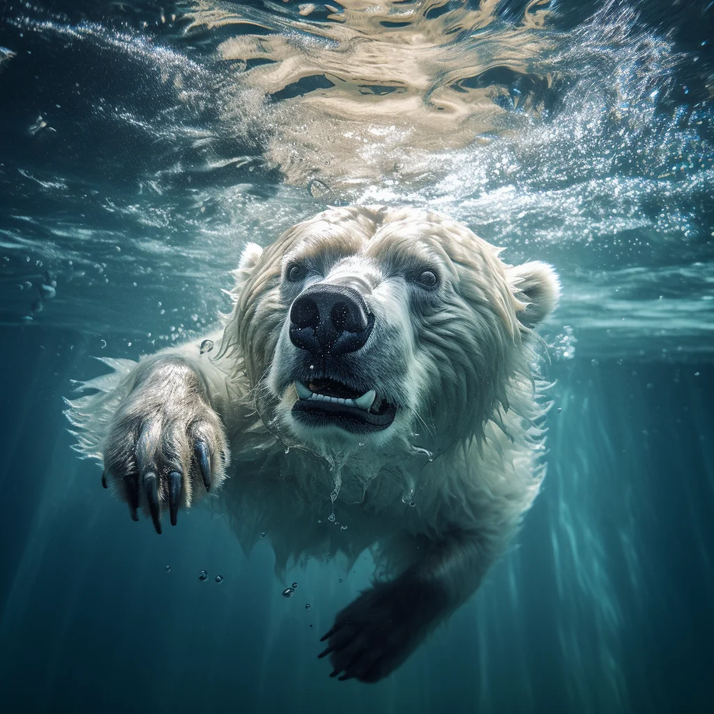 bear underwater sea diving swim light photography