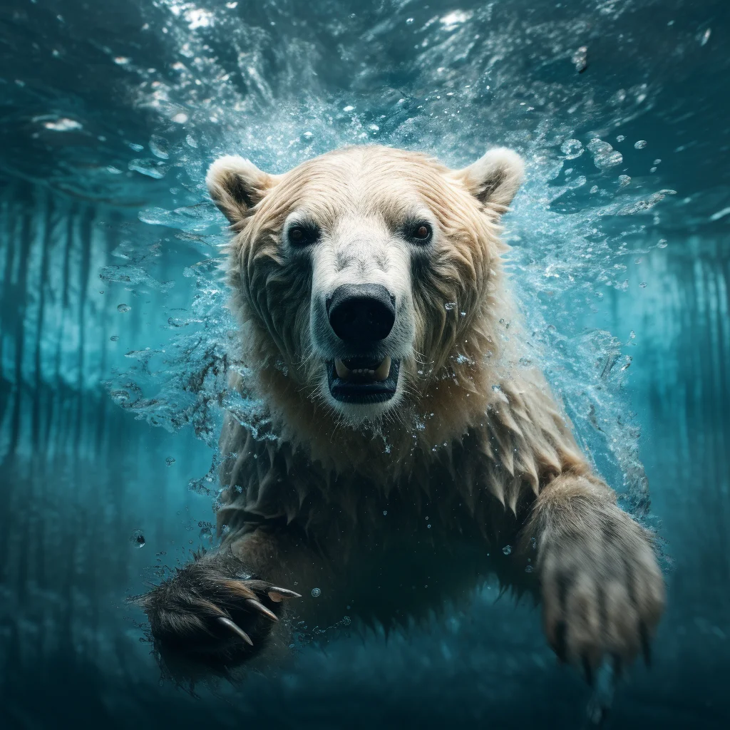 bear underwater sea light diving swim photography