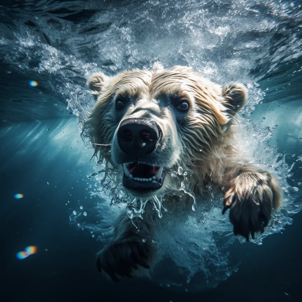 bear underwater sea light swim diving photography