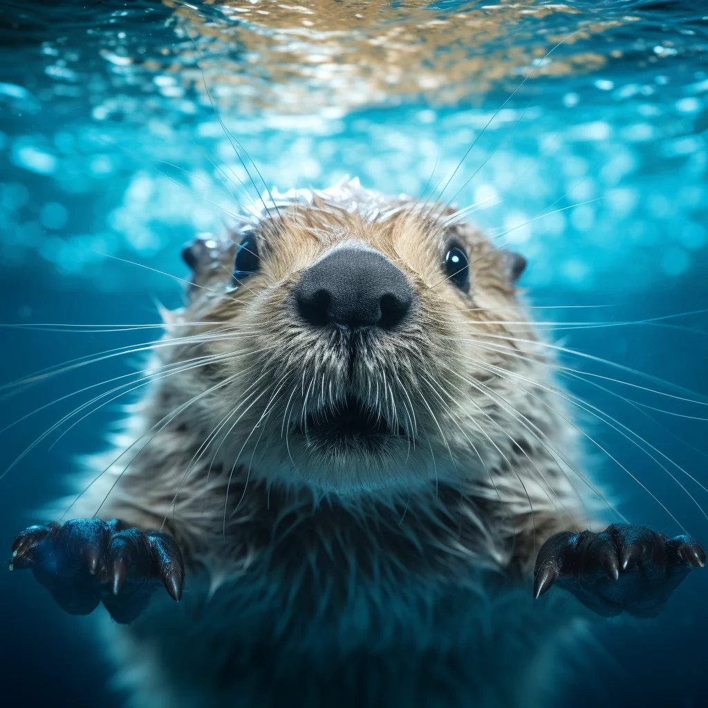 beaver light sea underwater swim diving photography