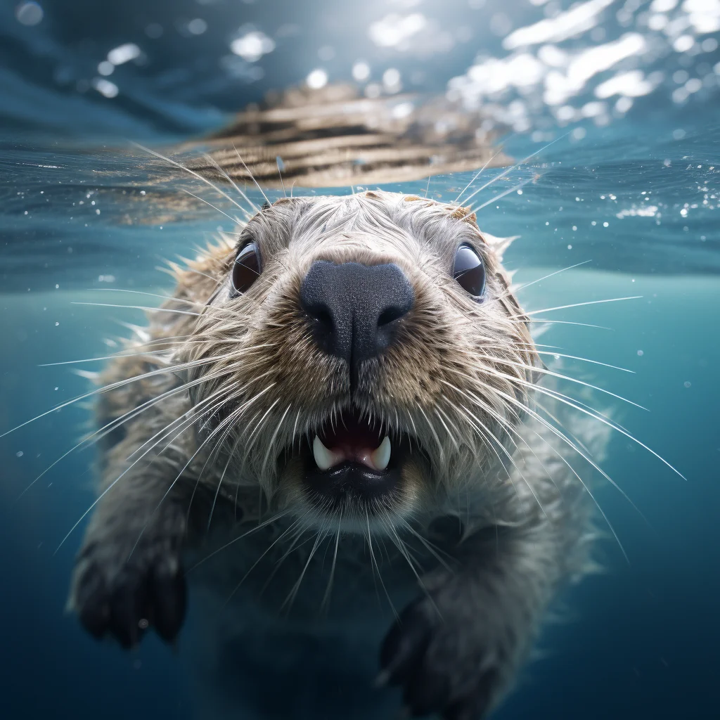 beaver underwater sea light swim diving photography