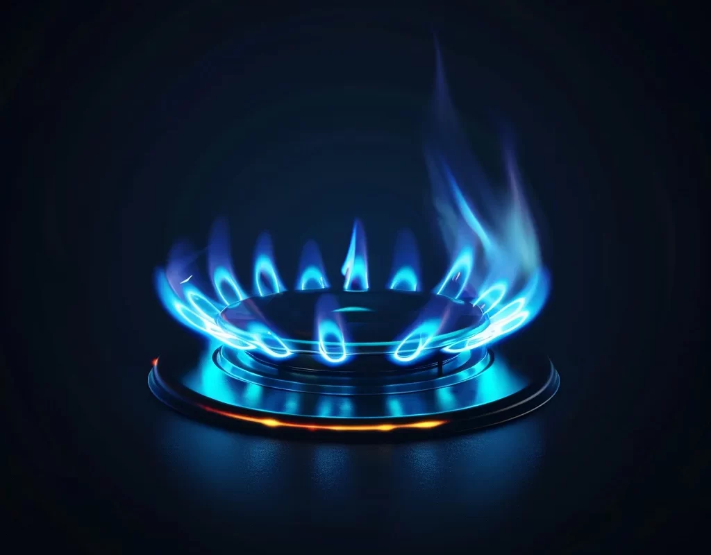 blue flame gas ring stove photography