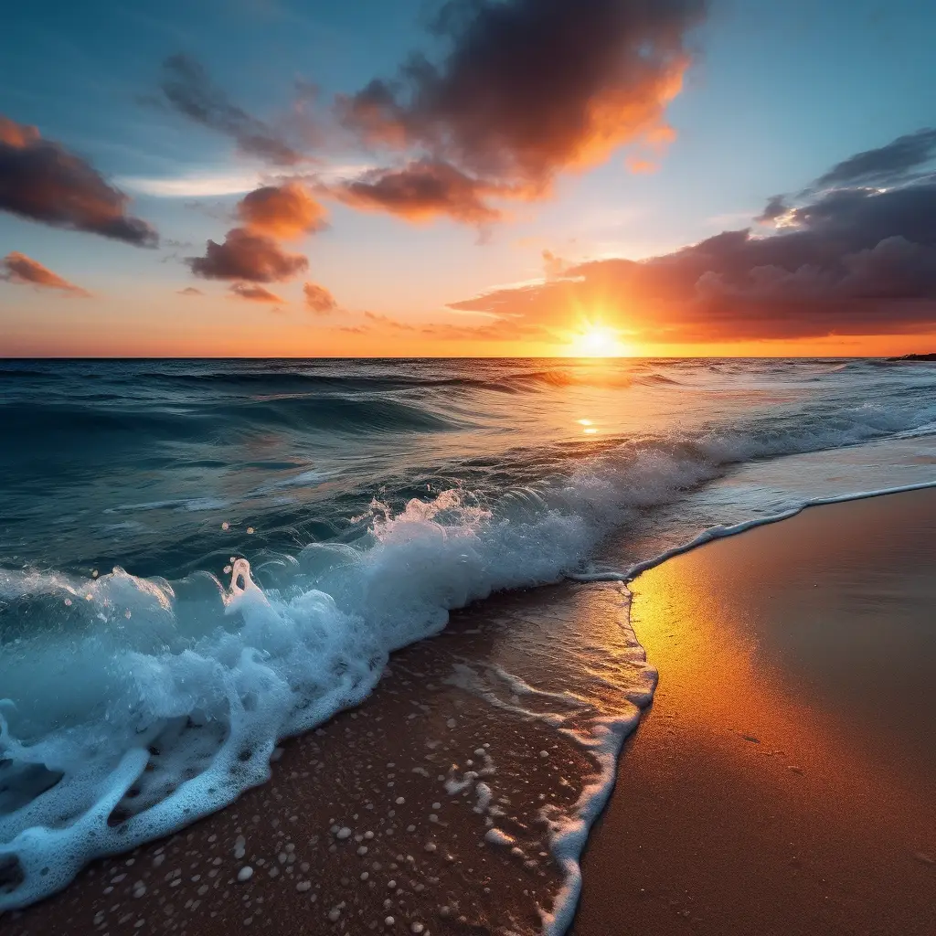 blue sky sun sunset beach evening sea photography