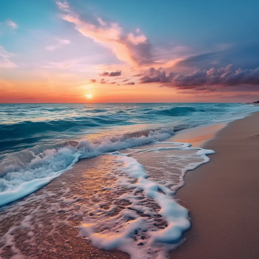 blue sky sunset sun beach evening sea photography