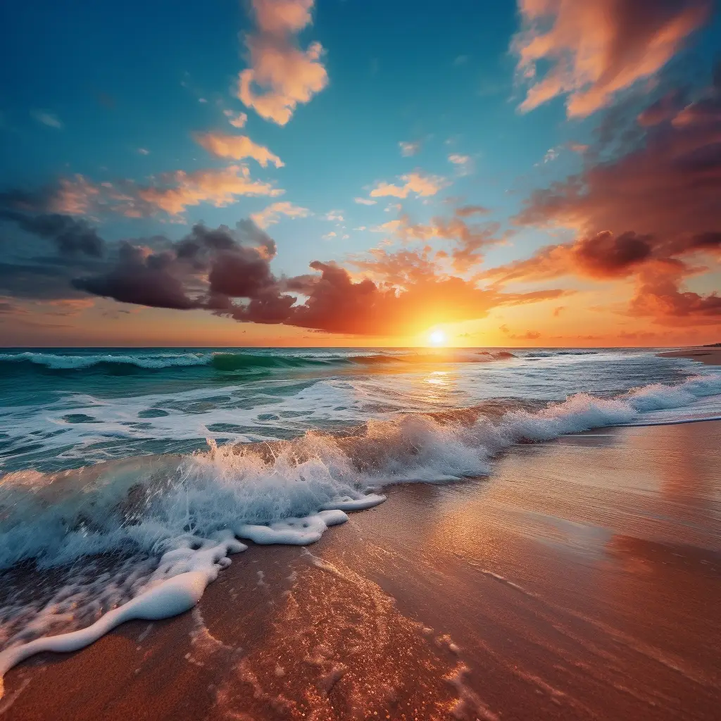 blue sky sunset sun evening sea beach photography