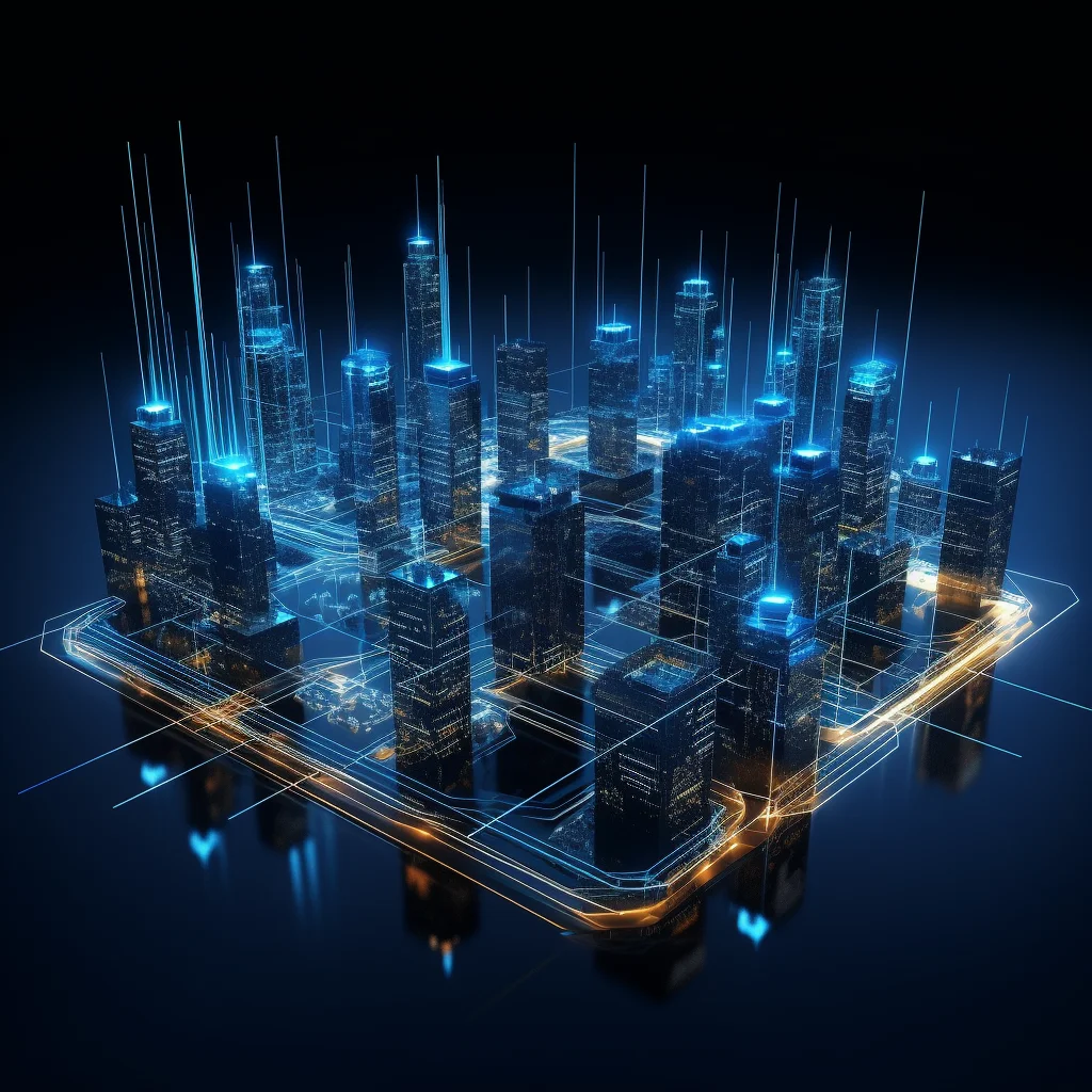 building city wireframe structural isometric digital technological technology perspective