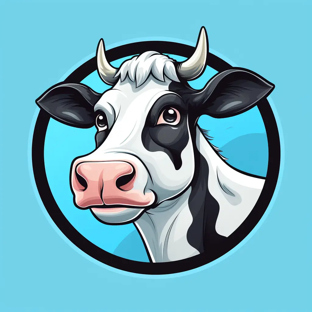 cow head logo blue circle vector illustration