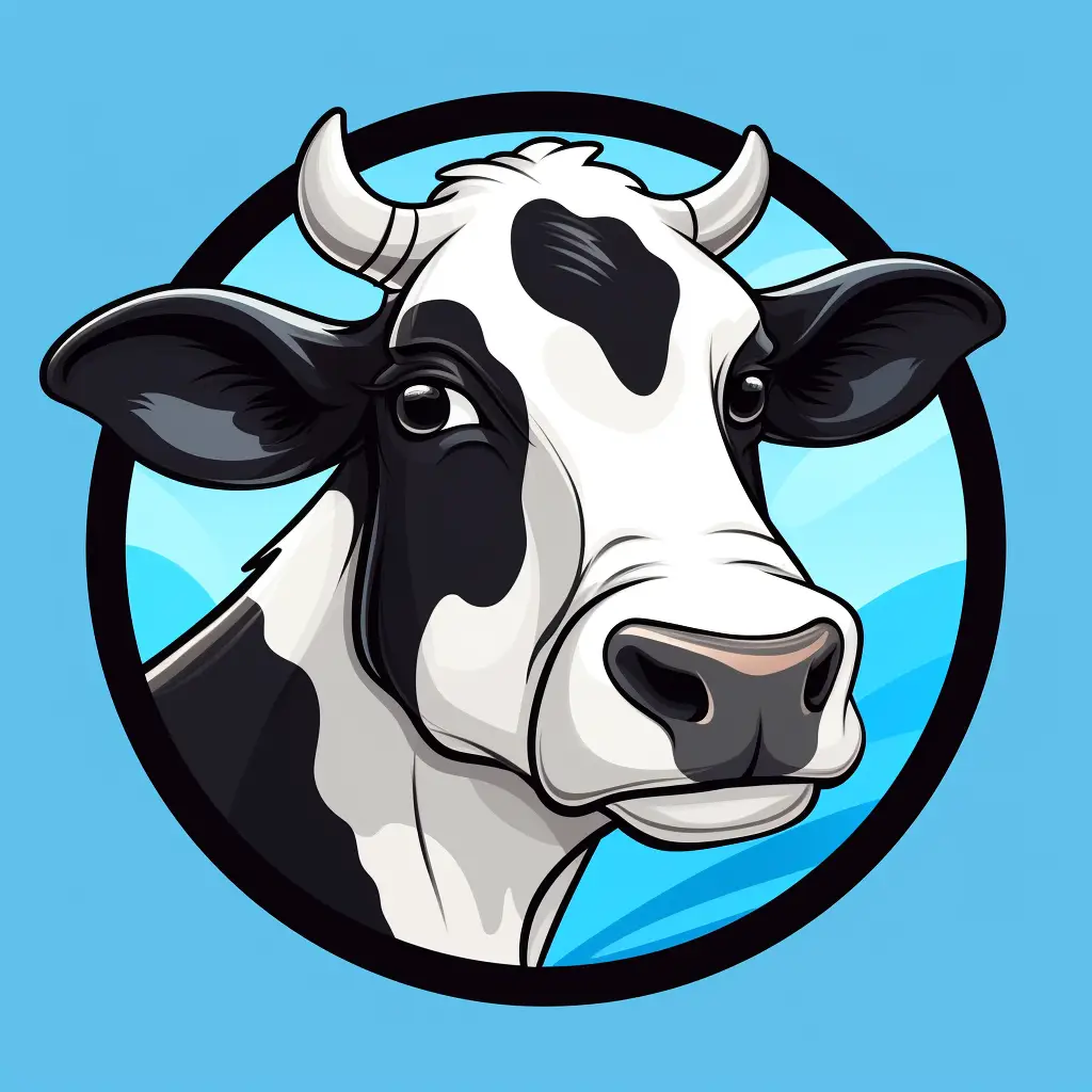 cow head logo blue illustration vector circle