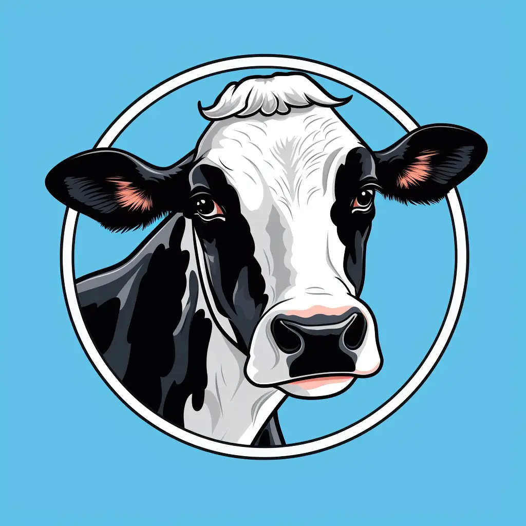 cow head logo blue vector circle illustration