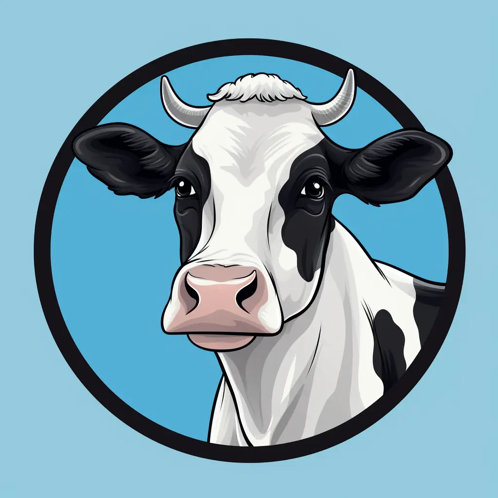 cow head vector logo blue circle illustration