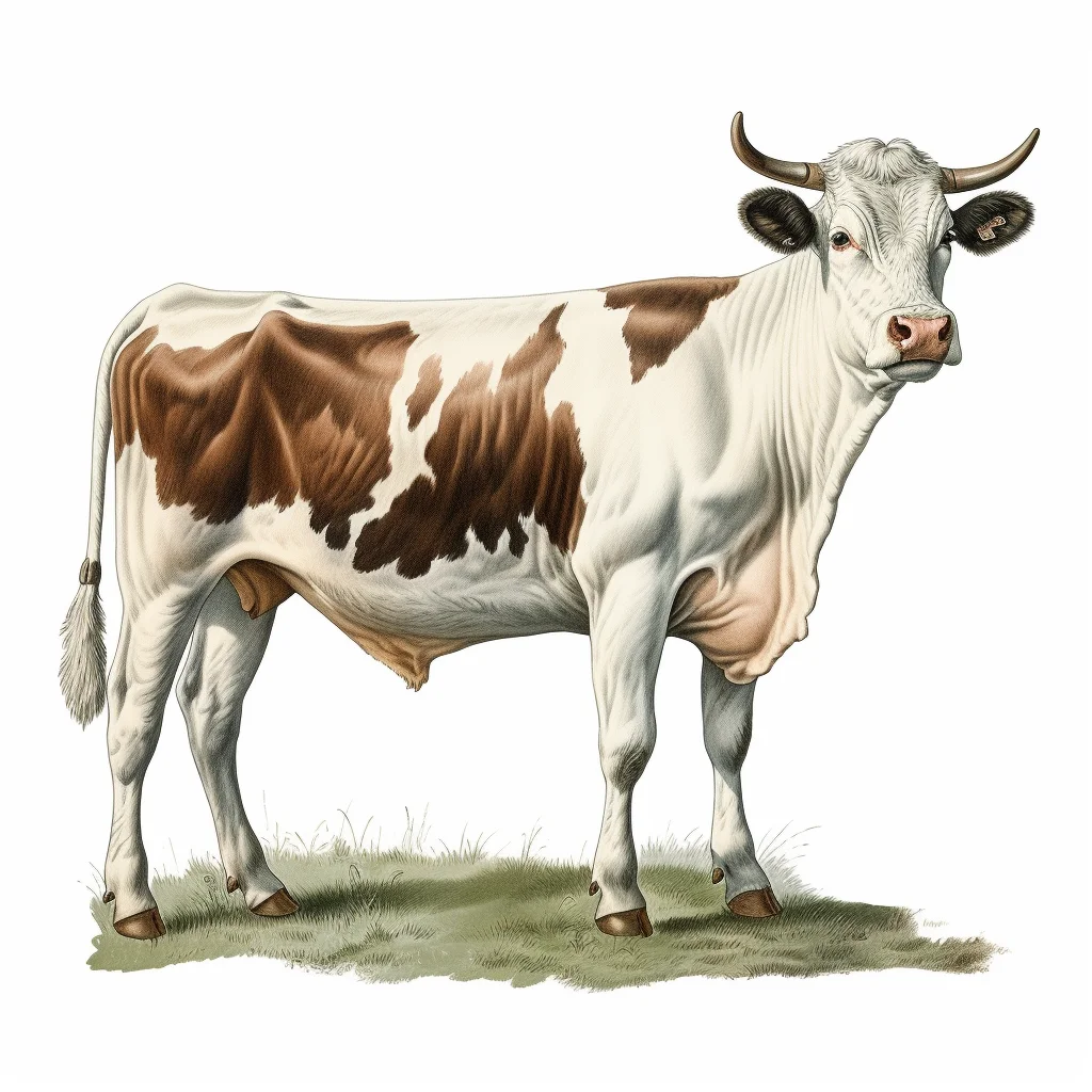 Gropicture Cow Stand Vintage Illustration Drawing
