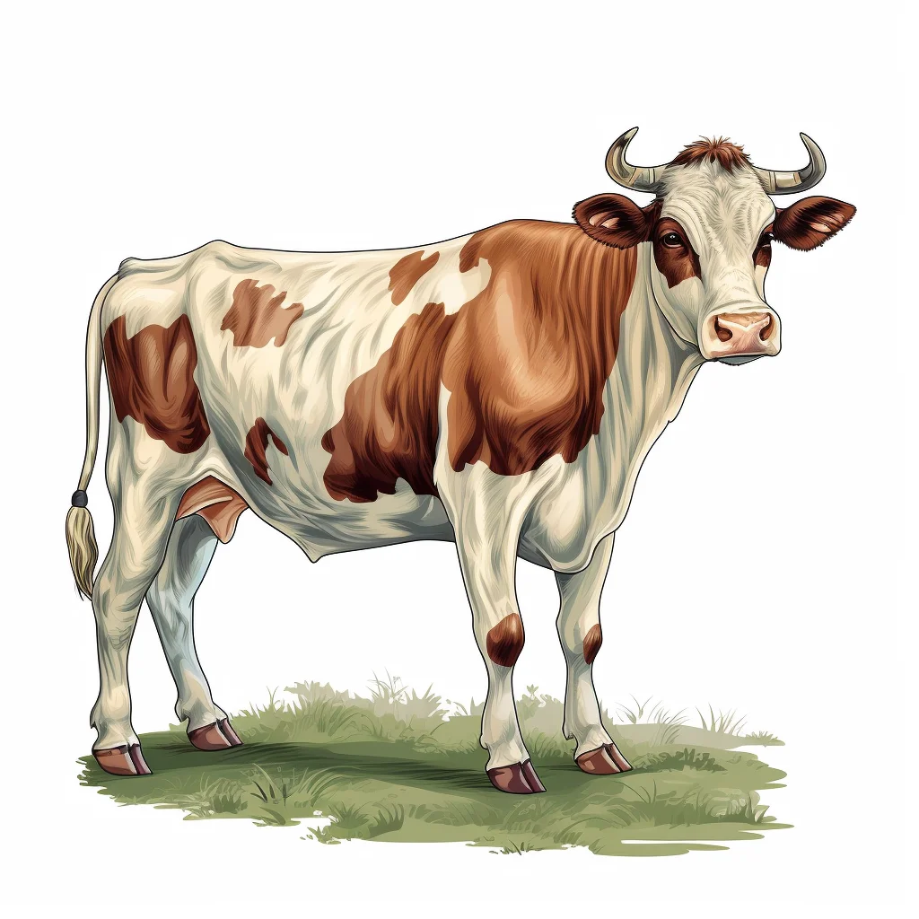 Gropicture Cow Vintage Drawing Illustration