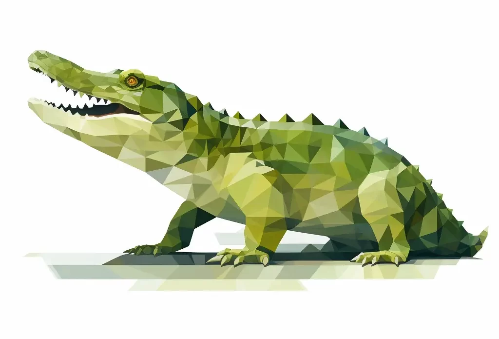 crocodile alligator geometric figure green triangle logo illustration vector