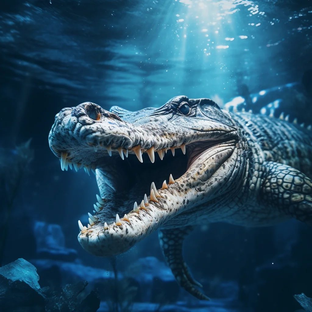 crocodile alligator sea underwater diving swim light photography