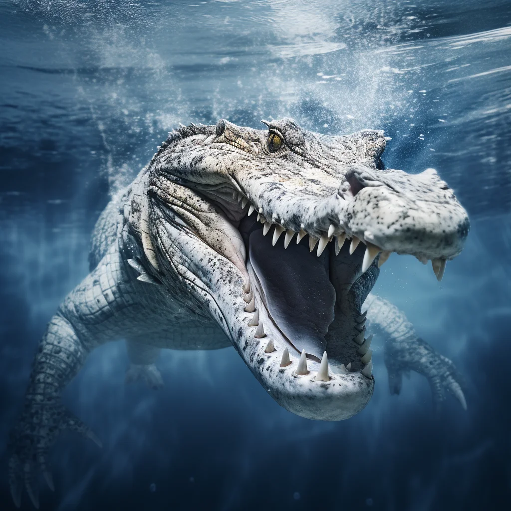 crocodile alligator underwater sea light swim diving photography