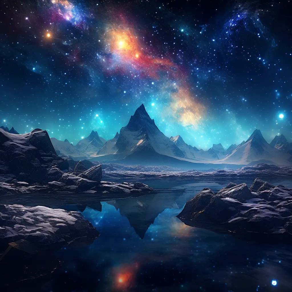 dark surreal sky moonlight starlight tree star galaxy blue night dream river virtual