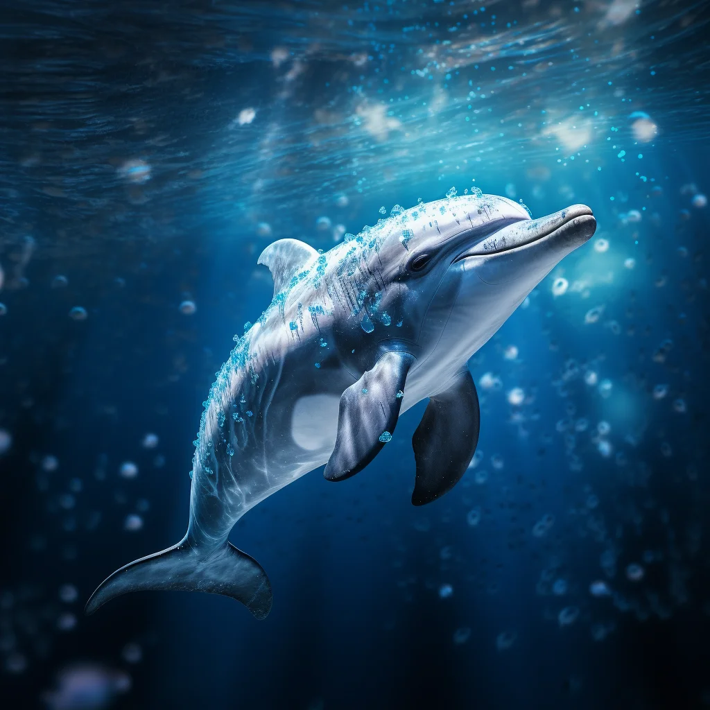 dolphin underwater sea light diving swim photography