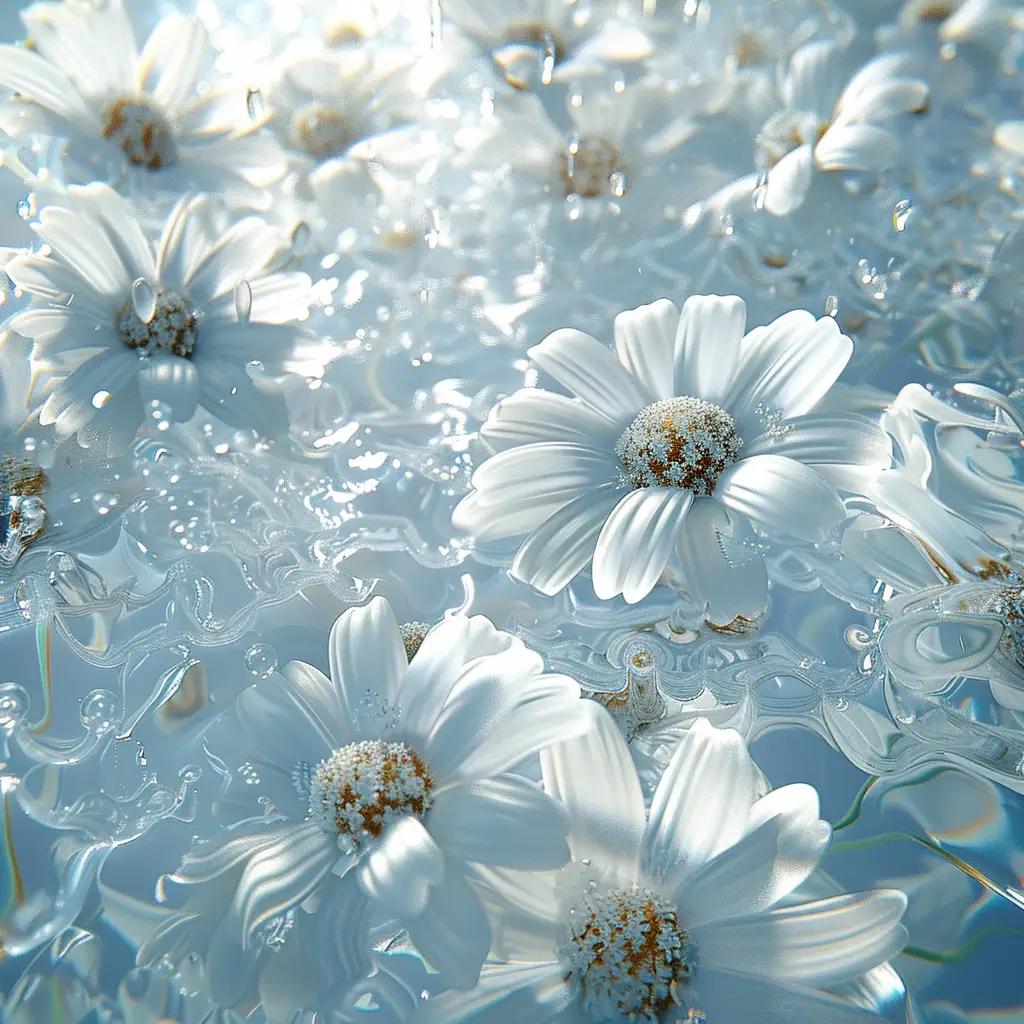 flower white blue 3D chrysanthemum daisy petal