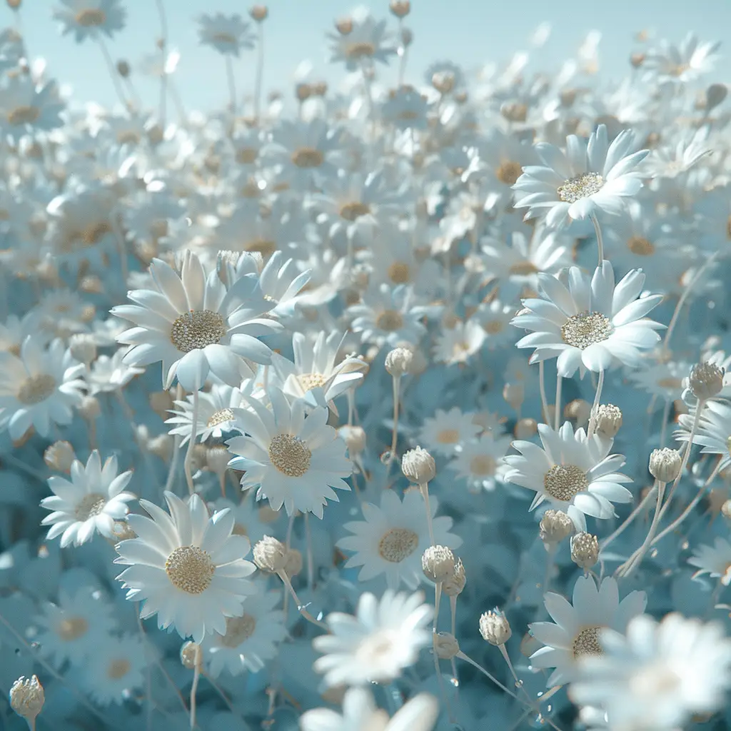 flower white blue chrysanthemum 3D daisy petal